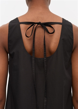 Cotton poplin U-neck mini kjole Black W0905 Ganni 
